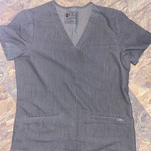Women’s FIGS V-neck 2 Pocket Scrub Top XS Gray